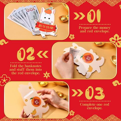 Gueevin 48 Pcs Chinese Red Envelopes New Year of Horse Envelopes Red Pockets 2026 Lunar New Year Cute Lucky Money Packets Hong Bao for Spring Festival Wedding Birthday Supplies in Saudi Arabia