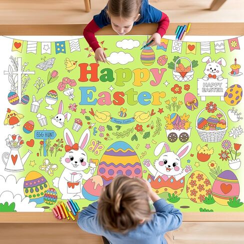 Labeol Ramadan Decorations Giant Coloring Tablecloth Banner for Kids Ramadan Kids Coloring Crafts Activities Party Table Decor in Kuwait