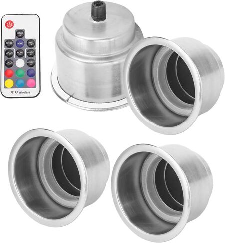 4Pcs Stainless Steel Cup Holders for Boat, Car RGB LED Drink Cup Holder with Remote Control for Marine RV Truck in Saudi Arabia