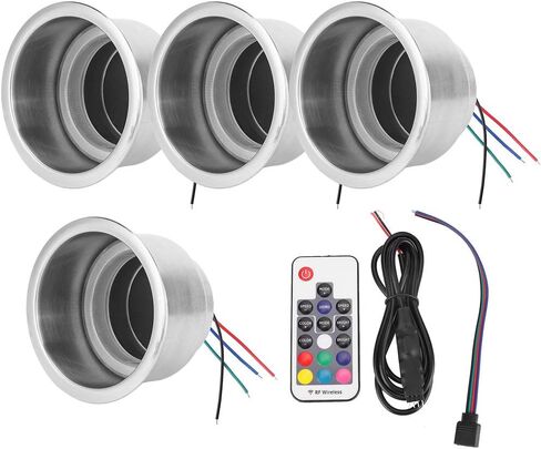 4Pcs Stainless Steel Cup Holders for Boat, Car RGB LED Drink Cup Holder with Remote Control for Marine RV Truck in Saudi Arabia