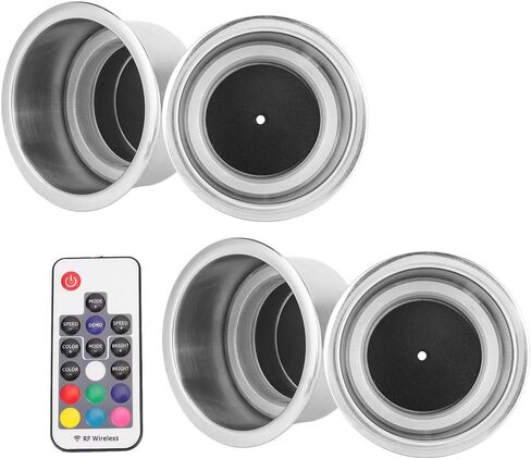 4Pcs Stainless Steel Cup Holders for Boat, Car RGB LED Drink Cup Holder with Remote Control for Marine RV Truck in Saudi Arabia