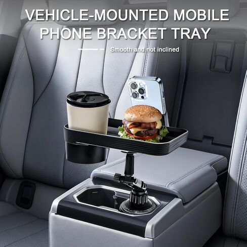 صينية حامل أكواب السيارة، صينية طعام سيارة قابلة للفصل 3 في 1 مقاس 10 بوصات مع حامل هاتف دوار 360 درجة، محول موسع لحامل الأكواب يناسب قارورة يتي المائية 16-46 أونصة، أساسيات السيارة لرحلة الطريق in Kuwait