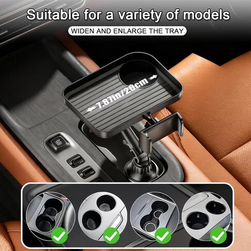 صينية حامل أكواب السيارة، صينية طعام سيارة قابلة للفصل 3 في 1 مقاس 10 بوصات مع حامل هاتف دوار 360 درجة، محول موسع لحامل الأكواب يناسب قارورة يتي المائية 16-46 أونصة، أساسيات السيارة لرحلة الطريق in Kuwait