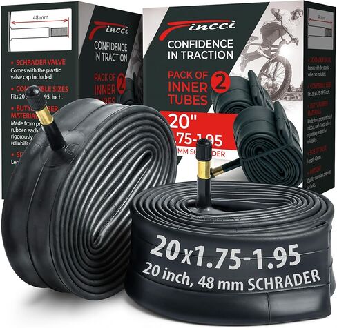 Fincci Pair 20 x 1.75 1.95 2.0 2.1 2.125 Inch 48mm Presta Valve Inner Tube for BMX Mountain MTB Kids Childs Bicycle Bike (Pair) in Saudi Arabia