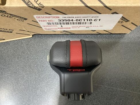 مجموعة مقبض ناقل الحركة TRD PRO الأصلي من تويوتا، أسود مع شريط أحمر، جزء OEM 33504-0C110-C1، متوافق مع 2022+ Tundra و2024+ Tacoma in Kuwait