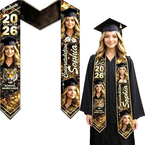 Custom Graduation Stoles Class of 2026 Congratulation Gifts, Personalized Graduation Stoles with Photo & Name_N in Saudi Arabia
