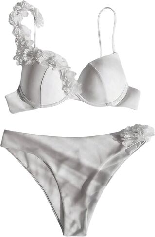 SHENHE Women's 2 Piece Swimsuits Push Up Underwire High Cut Bikini Set Appliques Bathing Suits in Saudi Arabia