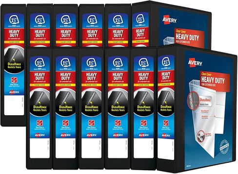 Avery Heavy-Duty 1.5 Inch Binders 3 Ring, View Binder, 1.5 Inch EZD Ring, Black, Sturdy (12-Pack of 79695) in Saudi Arabia