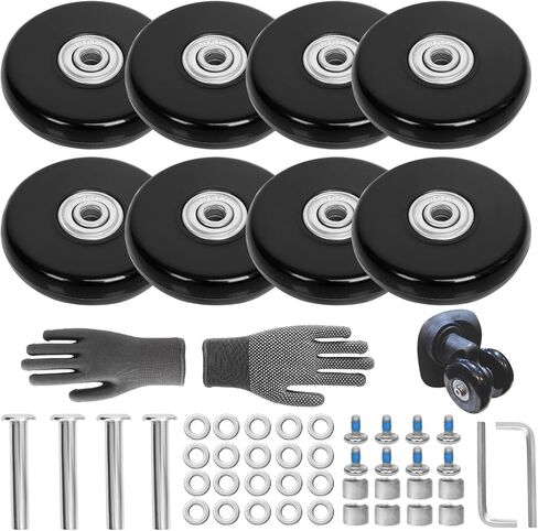 عجلات بديلة لحقيبة الأمتعة بقطر 1.97 بوصة و8 قطع بسمك 0.55 بوصة مع محامل كروية مقاومة للاهتراء، أدوات إصلاح العجلات المطاطية الدوارة لحقائب الأمتعة وحقيبة العربة in Kuwait
