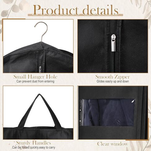 2 Pcs 71" Wedding Dress Garment Bags Black White Suit Bag for Hanging Long Wedding Dress Cover Waterproof Clothes Protector(Groom Bride) in Saudi Arabia