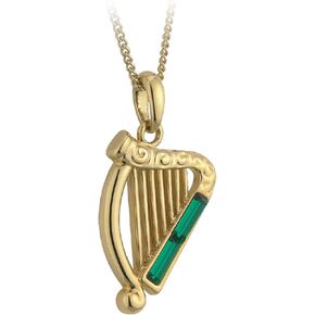 Gold Plated Pendant Harp Emerald Stones in Kuwait