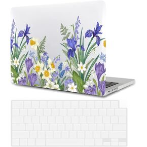 حافظة صلبة متوافقة مع جهاز MacBook Pro مقاس 13 بوصة طراز A2338 M1 A2289 A2251 A2159 A1989 A1708 A1706 الإصدار 2020 2019 2018 2017 2016، حافظة من البلاستيك الصلب وغطاء لوحة المفاتيح، زهور ساطعة in Kuwait