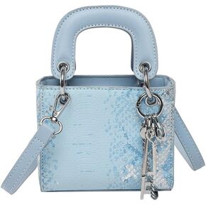 Snakeskin Pattern Mini Square Bag for Women, PU Leather Top Handle Clutches Crossbody Purse, Chic Key Chain Decor Handbag in Kuwait