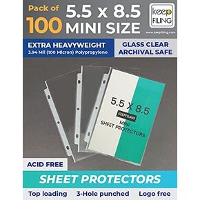 500 pcs Bulk 5.5 x 8.5 Mini Binder Sheet Protectors - Clear, Extra Heavyweight Quality (Not Flimsy), Acid Free (Carton of 10 Packs) Keepfiling in Kuwait