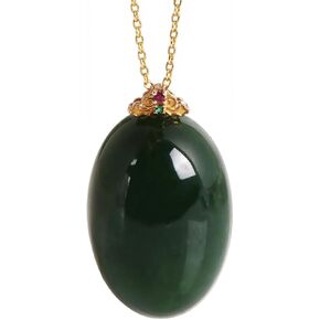 قلادة من اليشم الأخضر الطبيعي هيتيان اليشم الزيز S925 مجوهرات من الفضة الاسترليني للنساء in Kuwait