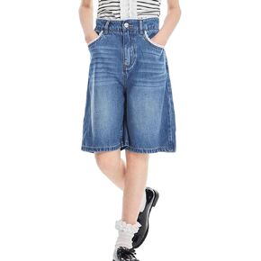 Tengo Girls High Waist Elastic Jean Shorts Bow-Tied Loose Wide-Leg Girl's Denim Shorts 5-14Y in Saudi Arabia