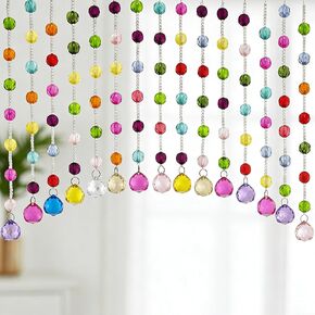 Acrylic Multicolor Beaded Door Curtain, Self-Adhesive Door String Beads Curtains for Doorways Hippie Window Closet Door Way Bead Hangings Curtain Arched Bedroom Hallway String Curtains(20 Strings) in Kuwait