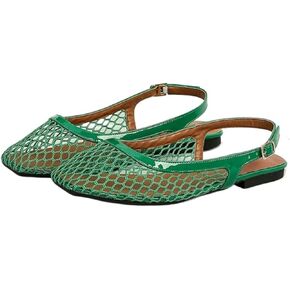 Women's Mesh Ballet Flats， Mary Jane Fishnet Flat Shoes， Breathable Metal Buckle Causal Dress Shoes in Kuwait