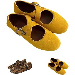 Flats for Women Mary Jane Suede Round Toe Ballet Flats Dressy Criss-Cross Straps Comfortable Slip On Flat Shoes in Kuwait