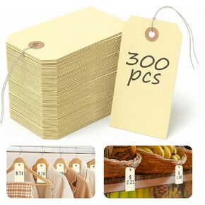300 قطعة من العلامات مع الأسلاك، 4 3/4 بوصة × 2 3/8 بوصة علامات شحن فارغة علامات سلك الأسعار للكتابة عليها، ملصقات شحن المعدات مانيلا علامات تعليق مع سلسلة لإصلاح المخزون وآلات قطع غيار ملابس المرآب والأمتعة in Kuwait