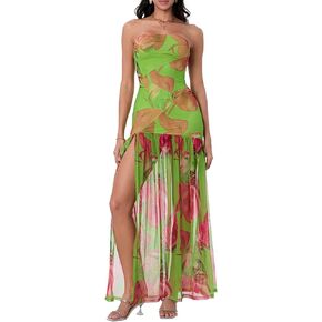 فستان نسائي Y2K مزين بالزهور فستان مثير بدون حمالات بدون ظهر بفتحة عالية فستان صيفي رسمي لحفلات الكوكتيل in Kuwait