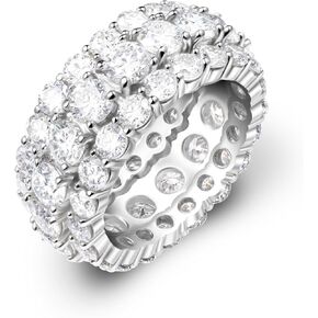 YSDD عصابات الزفاف المويسانتي للنساء، نمط واسع 18 * 0.3CT قطع دائري 925 الفضة الاسترليني مطلي مع 18K الذهب الأبيض خاتم الخطوبة الوعد الأبدي in Kuwait