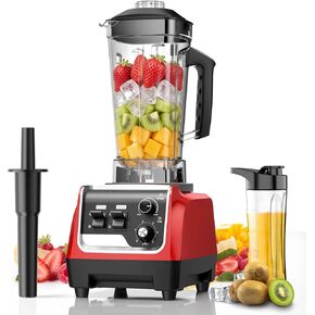 خلاط، 28000 دورة في الدقيقة، خلاطات كونترتوب قوية 1800 وات للمطبخ، خلاط بسعة كبيرة 70 أونصة للعصائر، وسحق الثلج، والفواكه المجمدة مع مؤقت من 1 إلى 5 دقائق وسرعات متعددة - يتضمن كوب للاستخدام، أحمر in Kuwait