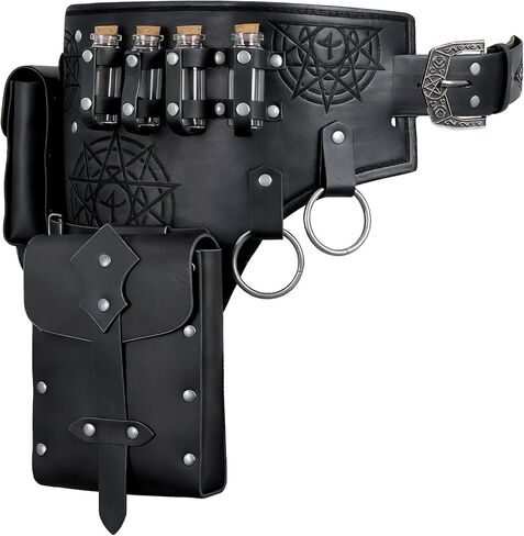 Renaissance Medieval Alchemy Belt Set - 4PCs Renaissance Accessories for Cosplay, LARP, Halloween & Renaissance Fairs (Black) in Kuwait