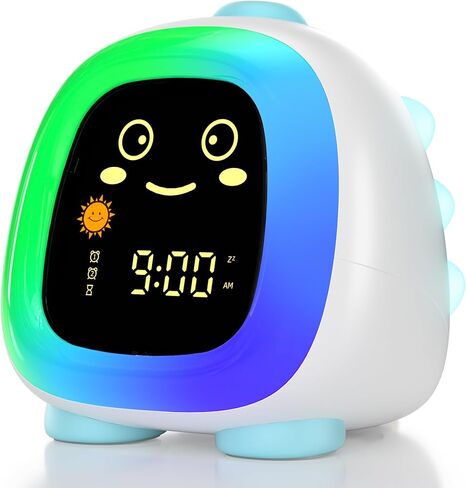 ساعة منبه للأطفال، مناسبة لإيقاظ الأطفال، البقاء في ساعة السرير والتدريب على النوم، مؤقت القيلولة للكشف عن درجة حرارة ديكور الغرفة اللطيف، أفكار هدايا للأطفال الصغار والبنات (الأرنب) in Kuwait