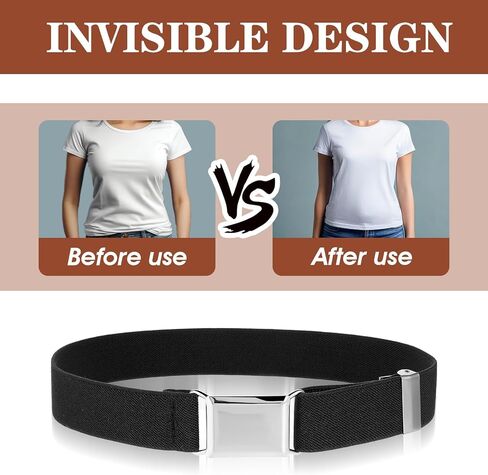 3 Pcs Kids Belt Magnetic Toddler Belt Adjustable Elastic Belts Boys Girls Fashion Stretch Belts with Silver Buckle Waistband for Children's Jeans, Shorts & Trousers, Uniform, Black, White, Coffee in Saudi Arabia