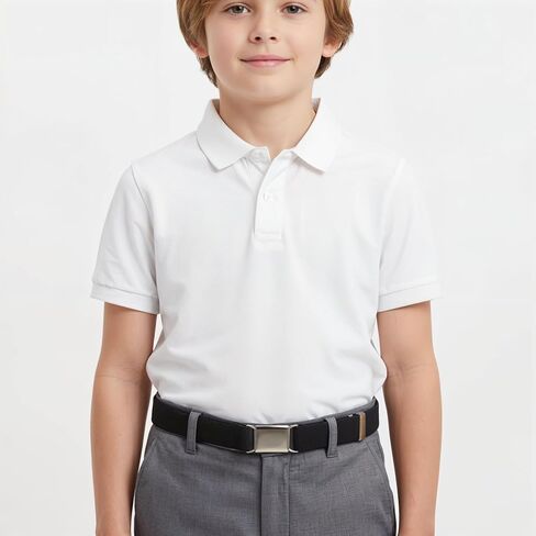 3 Pcs Kids Belt Magnetic Toddler Belt Adjustable Elastic Belts Boys Girls Fashion Stretch Belts with Silver Buckle Waistband for Children's Jeans, Shorts & Trousers, Uniform, Black, White, Coffee in Saudi Arabia