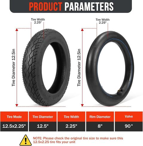مجموعة الإطارات والأنابيب الداخلية مقاس 12.5x2.25، مجموعتان 12 1/2 × 2 1/4 الأنبوب الداخلي والإطارات المتوافقة مع سكوتر كهربائي Razor Pocket Mod، Currie، Schwinn، GT، IZIP، eZip in Kuwait