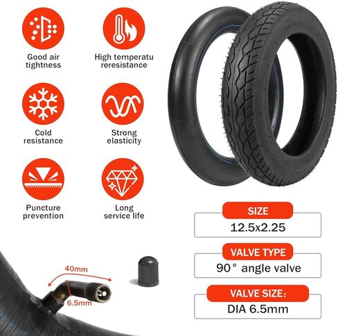 مجموعة الإطارات والأنابيب الداخلية مقاس 12.5x2.25، مجموعتان 12 1/2 × 2 1/4 الأنبوب الداخلي والإطارات المتوافقة مع سكوتر كهربائي Razor Pocket Mod، Currie، Schwinn، GT، IZIP، eZip in Kuwait