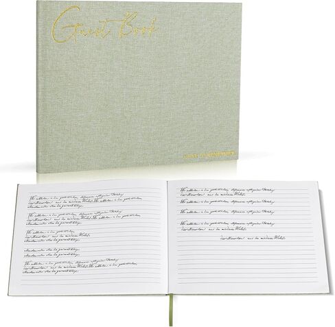 Utron Elegant Wedding Guest Book, Linen Guestbook to Sign in, Polaroid Guest Book for Wedding Receptions, Baby Showers, Birthdays and Special Events - Blank and Lined Acid Free Paper (Green) in Saudi Arabia
