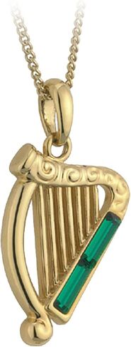 Gold Plated Pendant Harp Emerald Stones in Kuwait