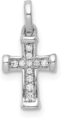 Diamond2Deal 10k or 14k Gold Small 1/20ct. Natural Diamond Latin Cross Pendant in Saudi Arabia