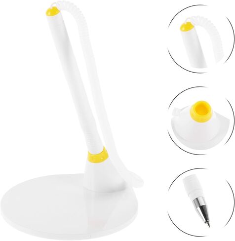 TIDTALEO 4pcs Yellow 0.5mm Desk Standing Pen with Holder for Office and Bank Counter Use – Fixed Vertical Business Signature Ballpoint Pens for Reception and Executive Writing in Kuwait