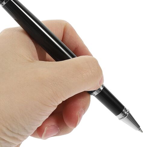 Ballpoint Pen with Chain 0.5mm Black Ink Desktop Signature Pen Silver Accessories Wear-resistant for Office Counter Use in Kuwait