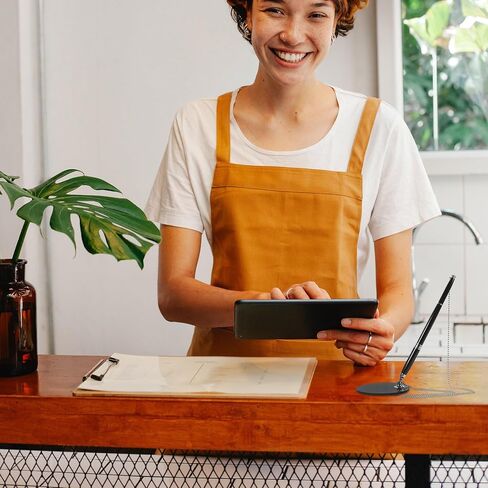 Ballpoint Pen with Chain 0.5mm Black Ink Desktop Signature Pen Silver Accessories Wear-resistant for Office Counter Use in Kuwait