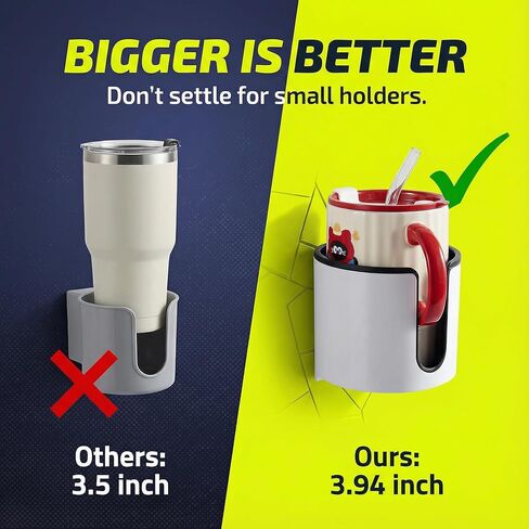 Wall Mounted Cup Holder,Large Size for Cups,Mugs and Cans.(White) in Saudi Arabia