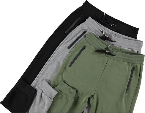 Men's Slim-Fit Sweatpants with Zip Pockets Casual Straight Leg Workout Drawstring Elastic Waist Fitness Pants Outwear in Saudi Arabia