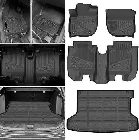 Floor Mats for Toyota RAV4 2006 2007 2008 2009 2010 2011 2012 Custom Fit 1st & 2nd Row Mats & Cargo Liner for RAV4 All Weather Protection TPE Car Mats Accessories Waterproof Anti-Slip in Saudi Arabia