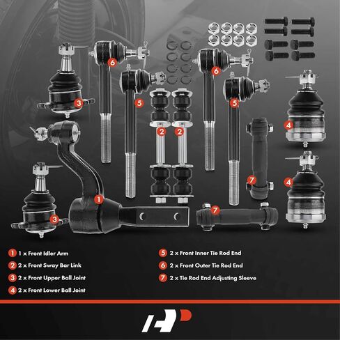 A-Premium Set of 13, Front Sway Bar Link, Upper & Lower Ball Joint, Inner & Outer Tie Rod End, Compatible with Chevrolet & GMC - C1500 1988-1992, C1500 Suburban 1992, C2500 1988-1992 in Saudi Arabia