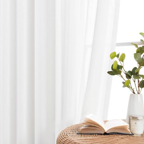 WEST LAKE Cream Pinch Pleat Sheer Window Curtains 90 Inches Long,Egret Ivory Soft Farmhouse Drapes for Bedroom Living Room Sliding Patio Door,French Pleat Back Tab Window Treatment,58" Wx90 Lx2 in Kuwait