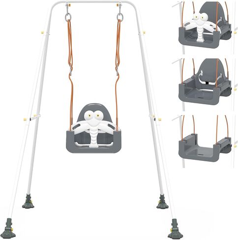 3-in-1 Toddler Swing Set, Baby Swing with Safety Belt, Indoor/Outdoor, Easy to Assemble Kids Swing Seat with Sturdy Metal Stand for Playground, Backyard and Nursery, Blue Yellow in Saudi Arabia