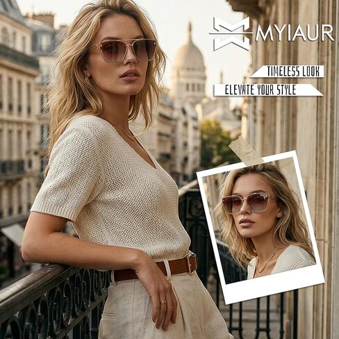 Myiaur Premium Acetate Sunglasses for Women Men, UV400 Protection & Polarized Anti Glare, Fashion Retro Square Frame in Saudi Arabia