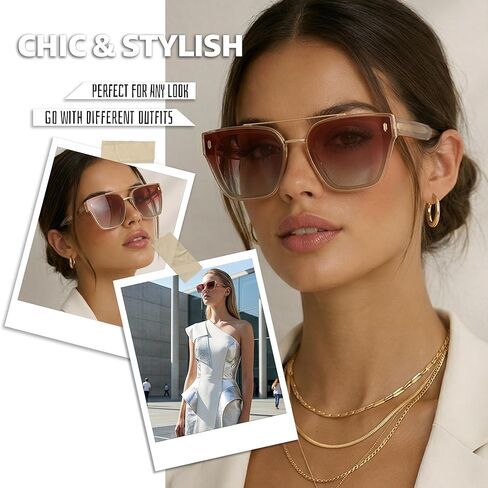 Myiaur Premium Acetate Sunglasses for Women Men, UV400 Protection & Polarized Anti Glare, Fashion Retro Square Frame in Saudi Arabia