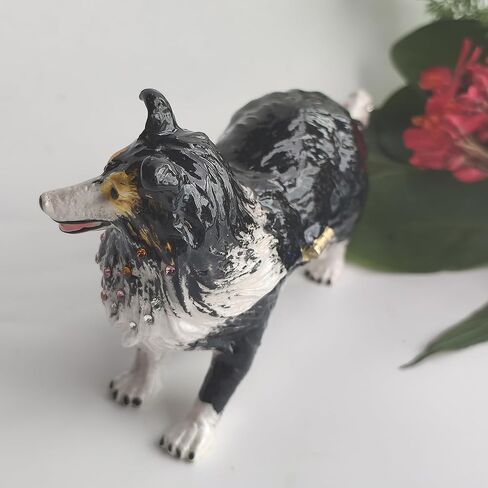 Enamel Dog Trinket Box Hand Painted Jewelry Organizer Decorative Treasure Box Puppy Ornamental For Home & Office Decor Gift For Family Friends Black in Saudi Arabia
