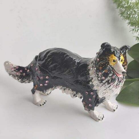 Enamel Dog Trinket Box Hand Painted Jewelry Organizer Decorative Treasure Box Puppy Ornamental For Home & Office Decor Gift For Family Friends Black in Saudi Arabia