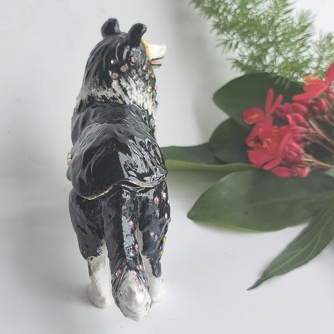 Enamel Dog Trinket Box Hand Painted Jewelry Organizer Decorative Treasure Box Puppy Ornamental For Home & Office Decor Gift For Family Friends Black in Saudi Arabia